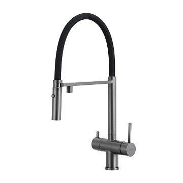 Смеситель для кухни GAPPO G4397-89 с гибким изливом и подключением фильтра, оружейная сталь