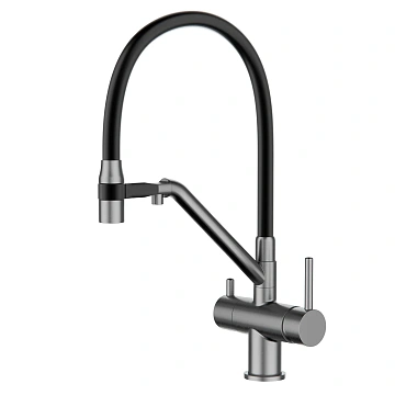 Смеситель для кухни GAPPO G4398-89 с гибким изливом и подключением фильтра, оружейная сталь