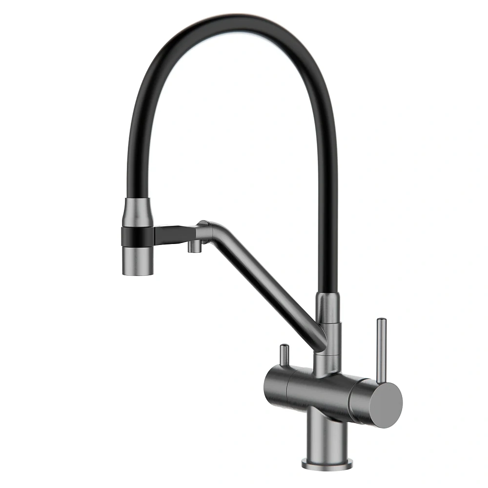 Смеситель для кухни GAPPO G4398-89 с гибким изливом и подключением фильтра, оружейная сталь — Изображение 1