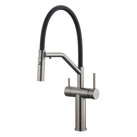 Смеситель для кухни GAPPO G4399-89 с гибким изливом и подключением фильтра, оружейная сталь Смеситель для кухни GAPPO G4399-89 с гибким изливом и подключением фильтра, оружейная сталь