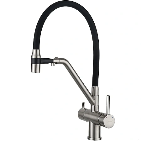 Смеситель для кухни GAPPO G4398-85 с гибким изливом и подключением фильтра, сатин Смеситель для кухни GAPPO G4398-85 с гибким изливом и подключением фильтра, сатин