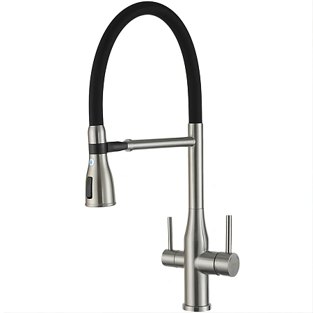 Смеситель для кухни GAPPO G4399-75 с гибким изливом и подключением фильтра, сатин Смеситель для кухни GAPPO G4399-75 с гибким изливом и подключением фильтра, сатин
