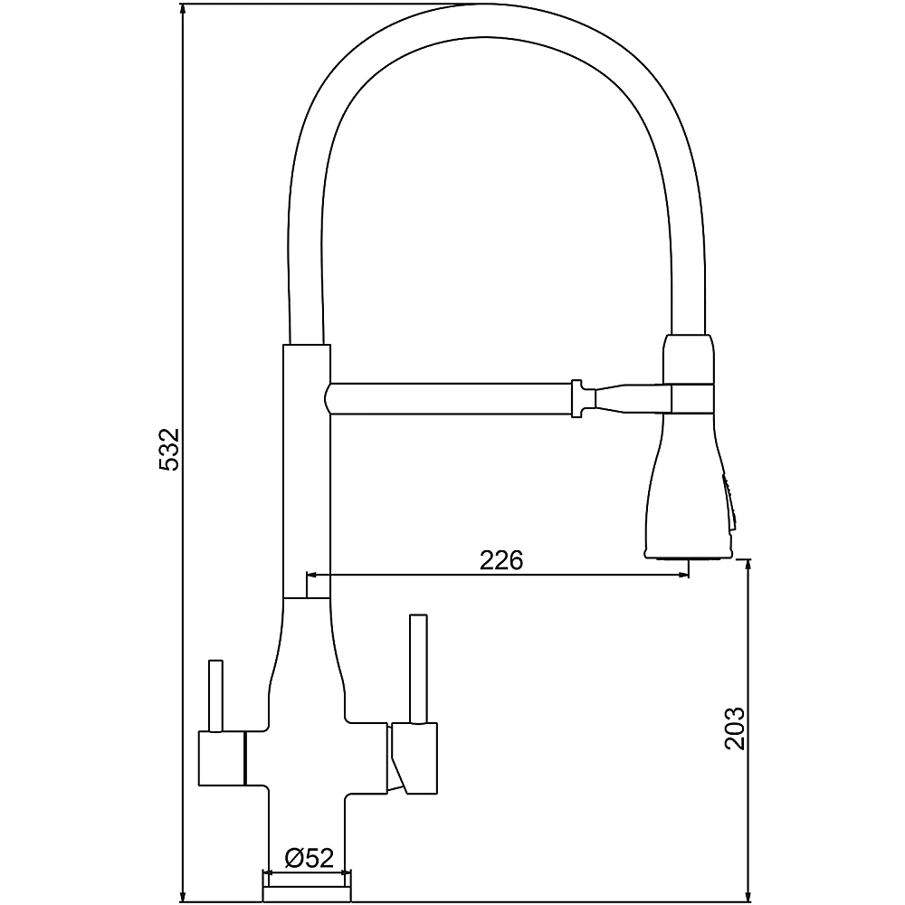 Смеситель для кухни GAPPO G4399-75 с гибким изливом и подключением фильтра, сатин — Изображение 2