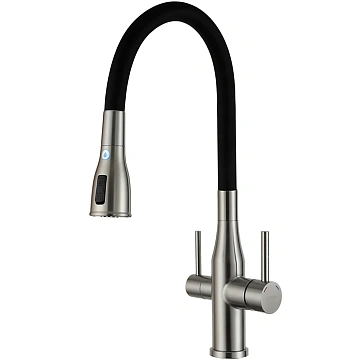 Смеситель для кухни GAPPO G4399-65 с гибким изливом и подключением фильтра, сатин