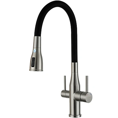 Смеситель для кухни GAPPO G4399-65 с гибким изливом и подключением фильтра, сатин