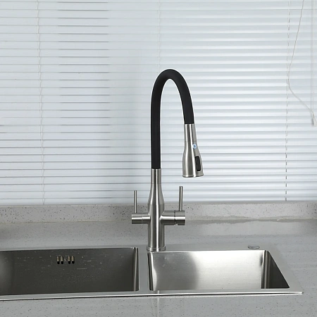 Смеситель для кухни GAPPO G4399-65 с гибким изливом и подключением фильтра, сатин Смеситель для кухни GAPPO G4399-65 с гибким изливом и подключением фильтра, сатин
