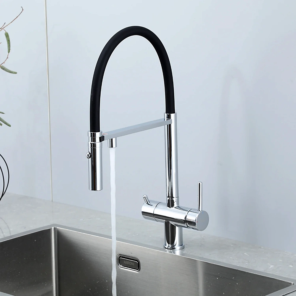 Смеситель для кухни GAPPO G4397-80 с гибким изливом и подключением фильтра, хром — Изображение 7