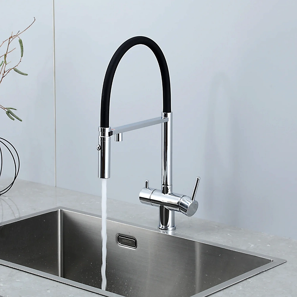 Смеситель для кухни GAPPO G4397-80 с гибким изливом и подключением фильтра, хром — Изображение 9