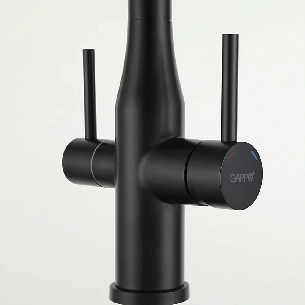 Смеситель для кухни GAPPO G4399-76 с гибким изливом и подключением фильтра, черный — Изображение 11