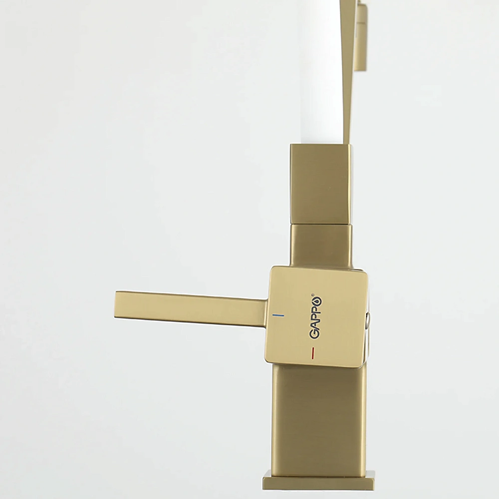 Смеситель для кухни GAPPO G4395-33 с гибким изливом и подключением фильтра, золотой сатин — Изображение 5