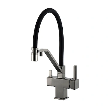 Смеситель для кухни GAPPO G4395-69 с гибким изливом и подключением фильтра, оружейная сталь