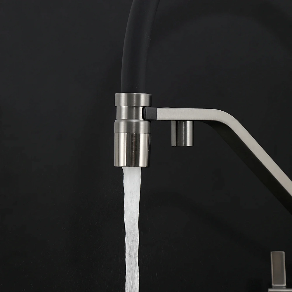Смеситель для кухни GAPPO G4395-69 с гибким изливом и подключением фильтра, оружейная сталь — Изображение 4