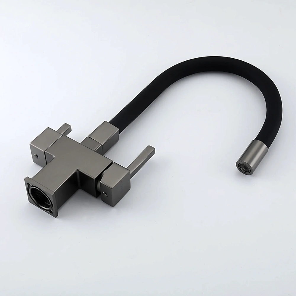 Смеситель для кухни GAPPO G4395-39 с гибким изливом и подключением фильтра, оружейная сталь — Изображение 9