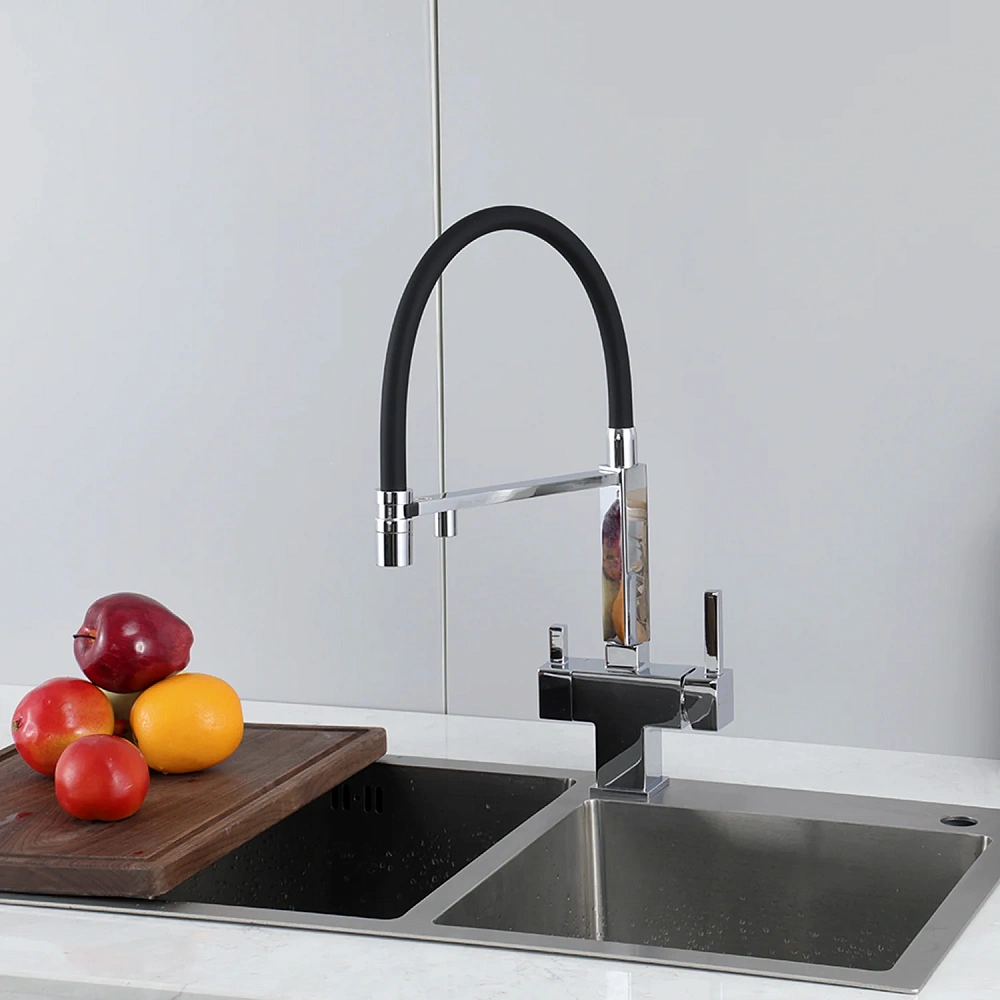 Смеситель для кухни GAPPO G4395-50 с гибким изливом и подключением фильтра, хром — Изображение 4
