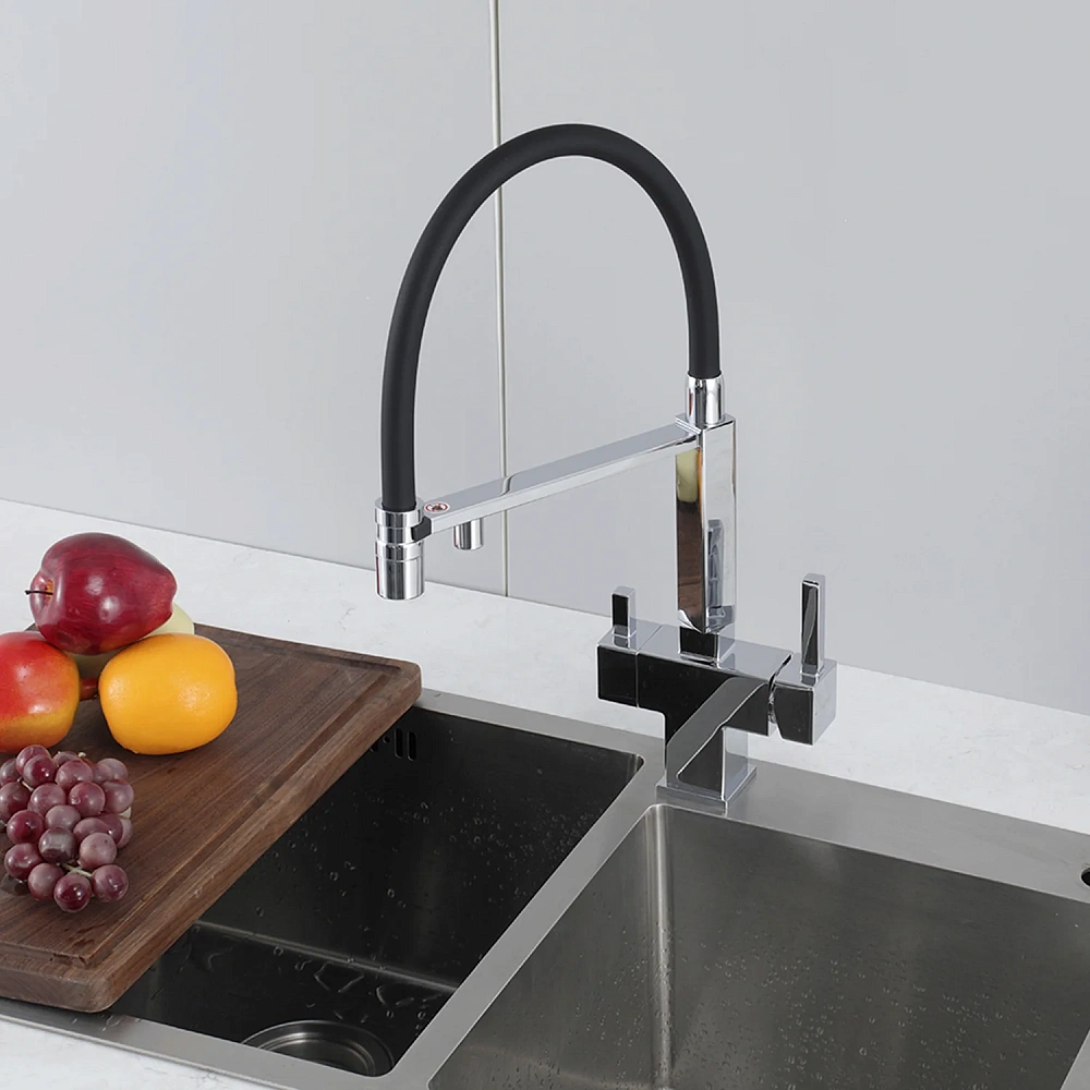 Смеситель для кухни GAPPO G4395-50 с гибким изливом и подключением фильтра, хром — Изображение 5