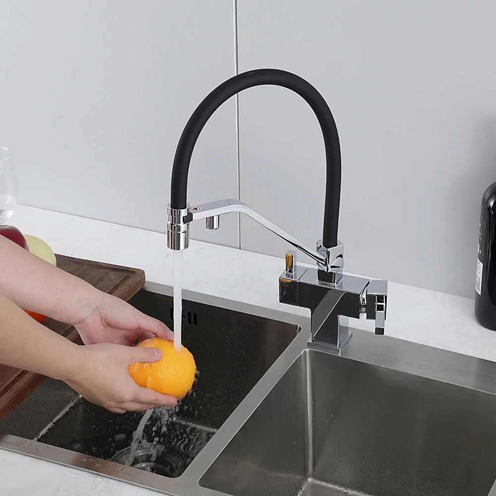 Смеситель для кухни GAPPO G4395-60 с гибким изливом и подключением фильтра, хром — Изображение 7