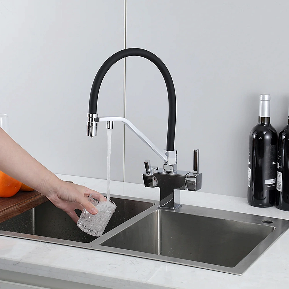 Смеситель для кухни GAPPO G4395-60 с гибким изливом и подключением фильтра, хром — Изображение 9