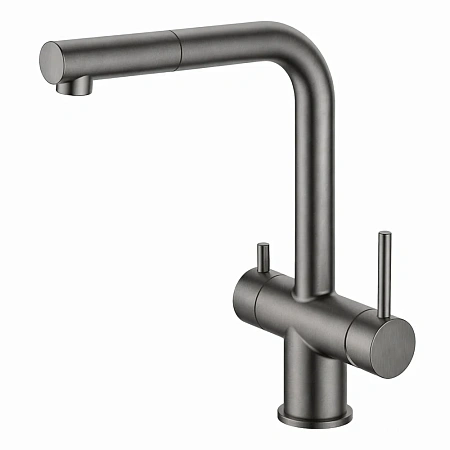 Смеситель для кухни GAPPO G4397-79 с выдвижным изливом и подключением фильтра, оружейная сталь Смеситель для кухни GAPPO G4397-79 с выдвижным изливом и подключением фильтра, оружейная сталь