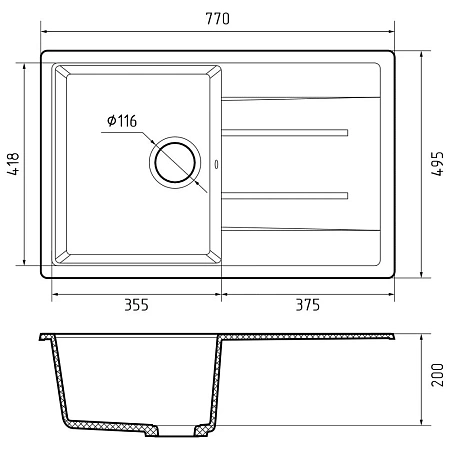 Кухонная мойка GranFest QUADRO Q-780L терракот Кухонная мойка GranFest QUADRO Q-780L терракот
