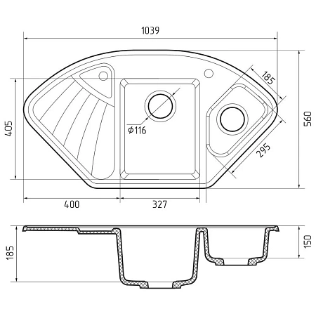 Кухонная мойка GranFest CORNER C-1040E песочный Кухонная мойка GranFest CORNER C-1040E песочный