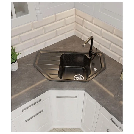 Кухонная мойка GranFest CORNER C-800E черный Кухонная мойка GranFest CORNER C-800E черный