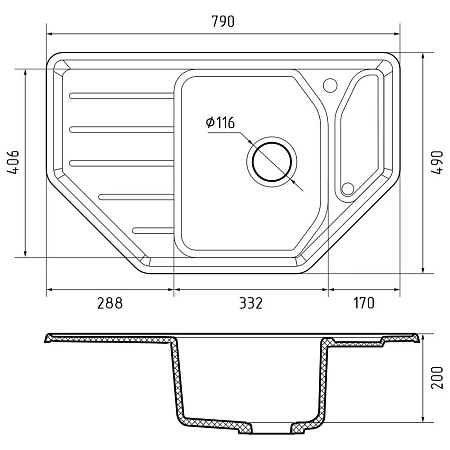 Кухонная мойка GranFest CORNER C-800E черный Кухонная мойка GranFest CORNER C-800E черный