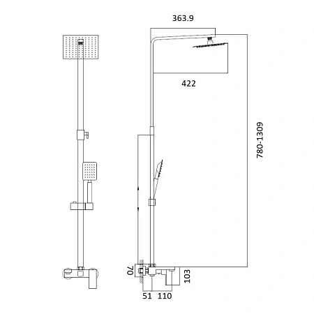 Душевая система Haiba HB24803-2 сталь Душевая система Haiba HB24803-2 сталь