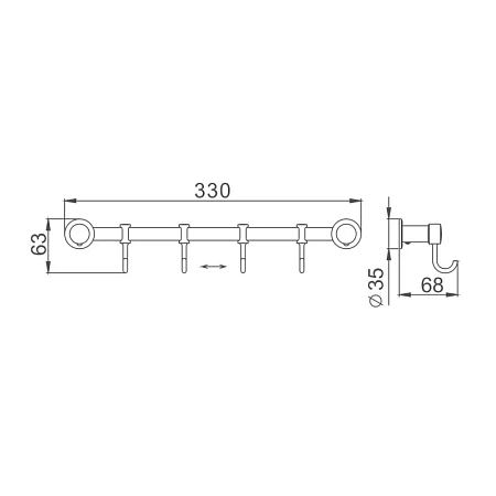 Крючок Haiba HB205-4 хром Крючок Haiba HB205-4 хром