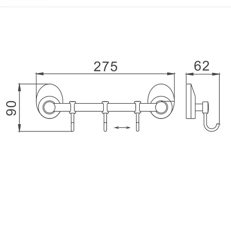 Крючок Haiba HB1615-3 хром Крючок Haiba HB1615-3 хром