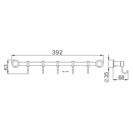 Крючок Haiba HB205-5 хром Крючок Haiba HB205-5 хром