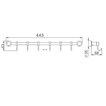 Крючок Haiba HB205-6 хром Крючок Haiba HB205-6 хром