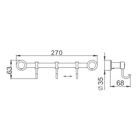 Крючок Haiba HB205-3 хром Крючок Haiba HB205-3 хром