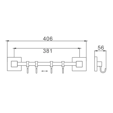 Крючок Haiba HB8615-4 хром Крючок Haiba HB8615-4 хром