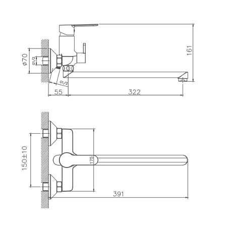 Смеситель для ванны Haiba HB22557-8 белый Смеситель для ванны Haiba HB22557-8 белый