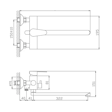 Смеситель для ванны Haiba HB22802 сталь Смеситель для ванны Haiba HB22802 сталь