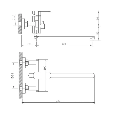 Смеситель для ванны Haiba HB22806 сталь Смеситель для ванны Haiba HB22806 сталь
