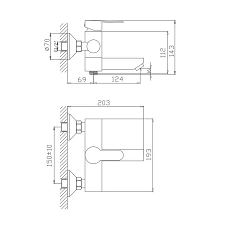 Смеситель для ванны Haiba HB60801 сталь Смеситель для ванны Haiba HB60801 сталь