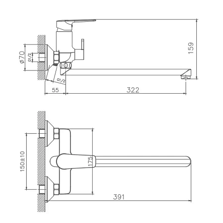 Смеситель для ванны Haiba HB22563 хром Смеситель для ванны Haiba HB22563 хром