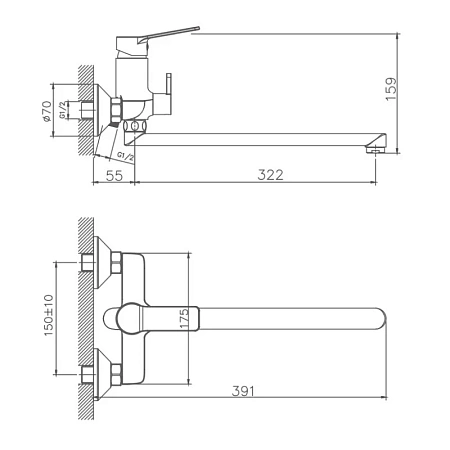 Смеситель для ванны Haiba HB22559 хром Смеситель для ванны Haiba HB22559 хром