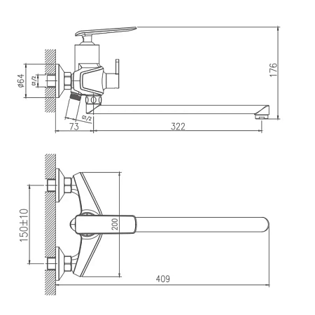 Смеситель для ванны Haiba HB22548-7 черный Смеситель для ванны Haiba HB22548-7 черный