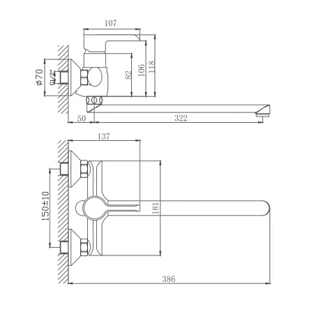 Смеситель для ванны Haiba HB22805-7 черный Смеситель для ванны Haiba HB22805-7 черный