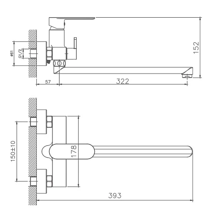 Смеситель для ванны Haiba HB22590-7 черный Смеситель для ванны Haiba HB22590-7 черный