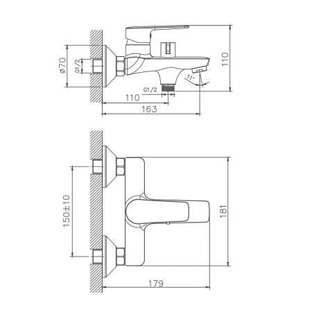 Смеситель для ванны Haiba HB60563 хром Смеситель для ванны Haiba HB60563 хром