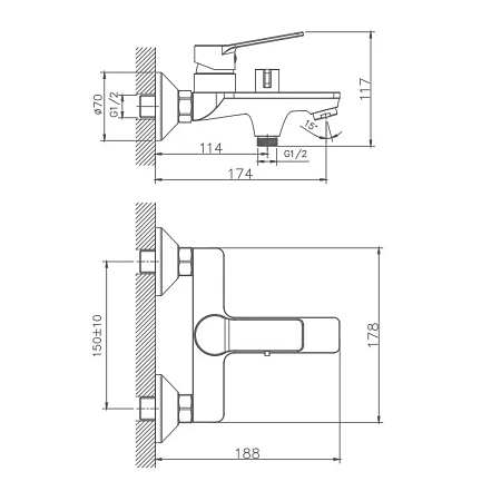 Смеситель для ванны Haiba HB60559 хром Смеситель для ванны Haiba HB60559 хром