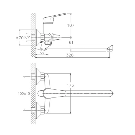 Смеситель для ванны Haiba HB2216 хром Смеситель для ванны Haiba HB2216 хром