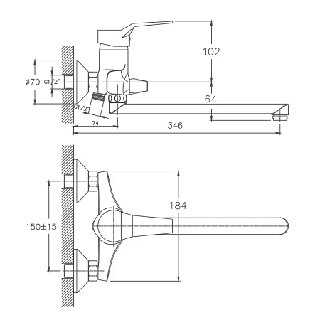 Смеситель для ванны Haiba HB2263 хром Смеситель для ванны Haiba HB2263 хром
