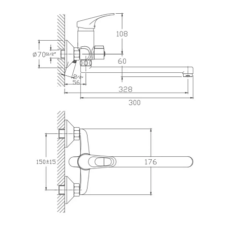 Смеситель для ванны Haiba HB2213 хром Смеситель для ванны Haiba HB2213 хром