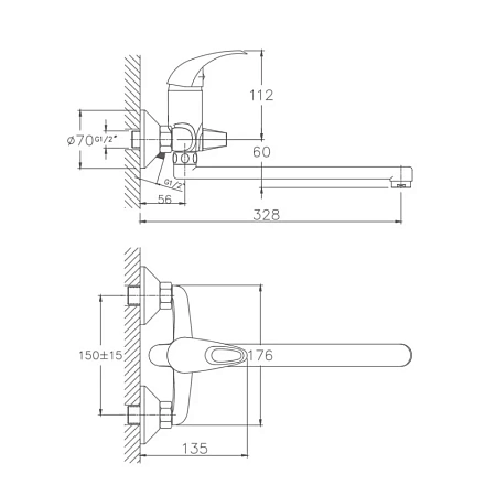 Смеситель для ванны Haiba HB2215 хром Смеситель для ванны Haiba HB2215 хром