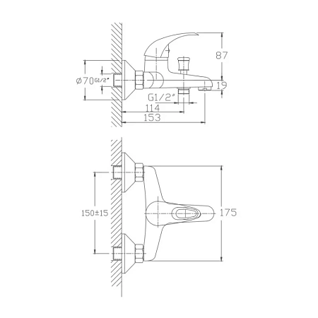 Смеситель для ванны Haiba HB3015 хром Смеситель для ванны Haiba HB3015 хром