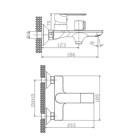 Смеситель для ванны Haiba HB60505 хром Смеситель для ванны Haiba HB60505 хром